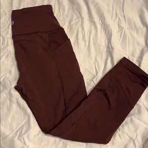 Lululemon running crops- burgundy